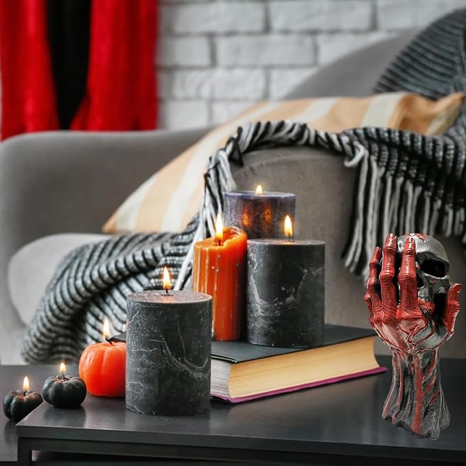 Skull Candle Molds, 3D Ghost Hand Skull Halloween Candle Molds | 3D Skull Silicone Mold for Candle Making, Aromatherapy Soap, Resin Casting, Ideal for Halloween Festive Atmosphere DIY Gifts