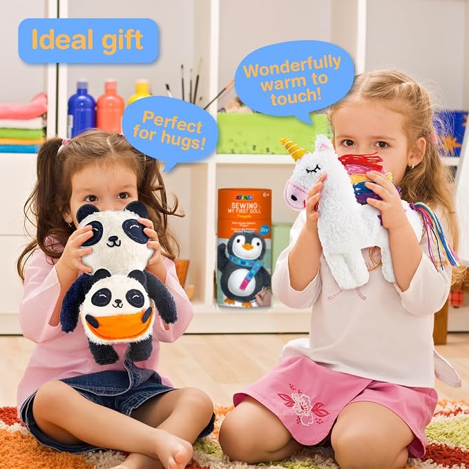 Avenir My First Sewing Kit for Kids 6-8, Penguin Stuffed Animal Craft Set