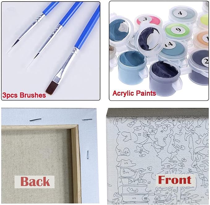 Wooden Framed Paint by Numbers DIY Acrylic Painting Kit for Kids & Adults Beginner ā 16" Wx12 L Color Horse Pattern