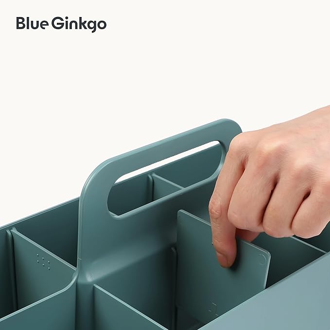 BLUE GINKGO Stackable Organizer Caddy, Long, Green, Made in Korea