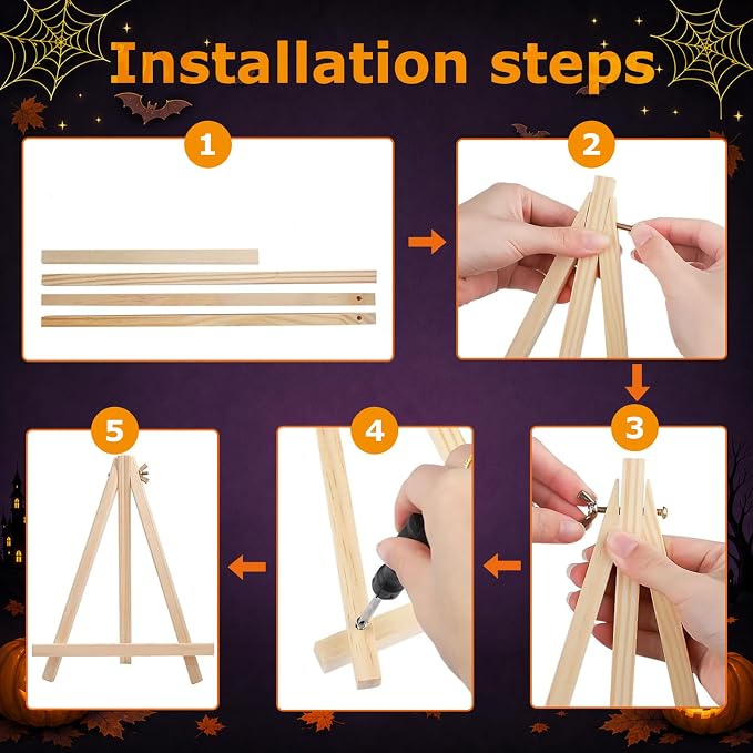 Mandun Halloween Paint by Numbers Kit for Adults, 3 Pack, 7.8x11.8 inch | DIY Painting Kits Crafts for Adults, Relieve Stress, Frame Canvas, Wooden Easel, Gift Box, Home Wall Decor