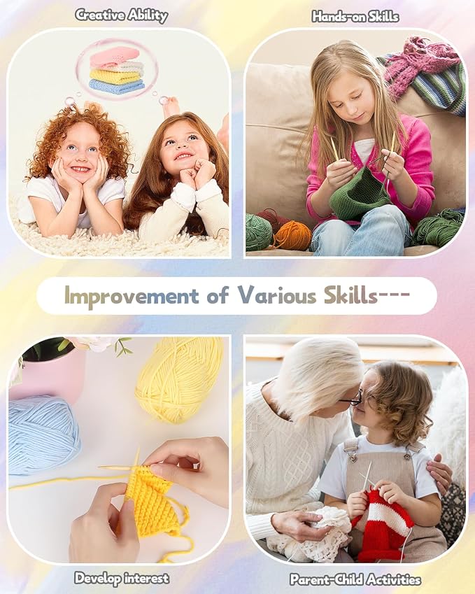 Katech Beginner Knitting Kit for Adults-Includes Book, Needles, Soft Yarn-Art Craft Kit for Learning to Make Dishcloths