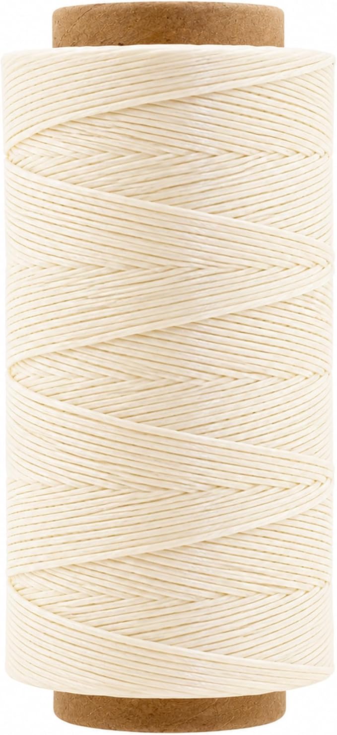 Mandala Crafts 210D 1mm Antique White Flat Waxed Thread for Leather Sewing
