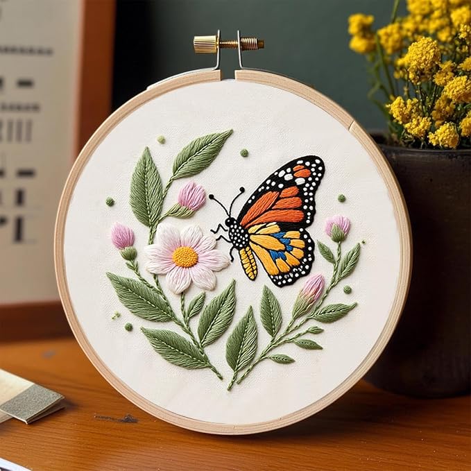 COCOMOX Embroidery Kit for Beginners, Cross Stitch Kits | 3 Different Patterns, Hand Craft DIY Gift, Easy to Follow