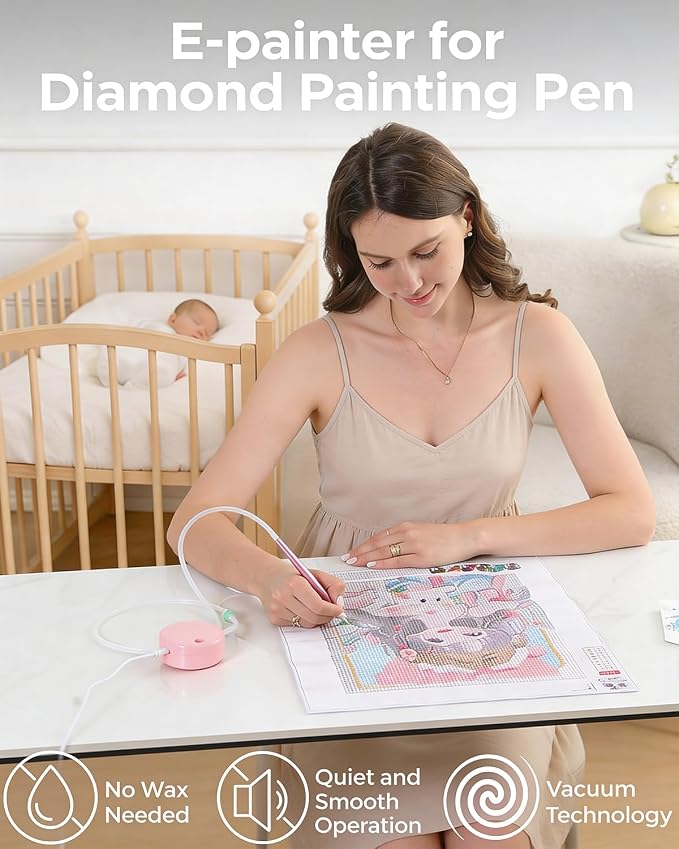 Electric Diamond Painting Pen Vacuum Drill Tool Kit, Diamond Art Pens No Wax Needed with Accessories, Storage Case, Dot Painter Vacuum Pen for Diamond Painting Art Electric Pen for Adults (Blue)