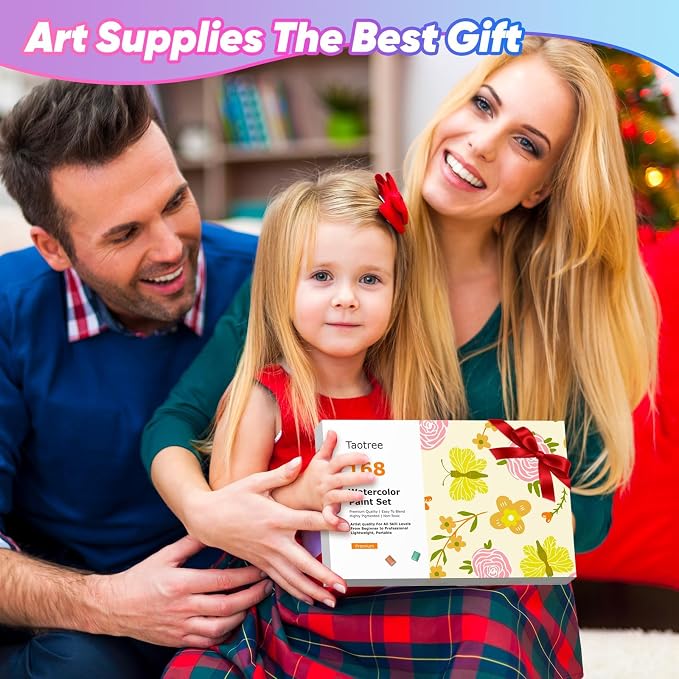 Taotree Watercolor Paint Set 168 Colors, Art Supplies Travel Water Colors | Coloring Set Watercolors Kit with 3 Paints Brushes, Crafts Painting Supplies, Drawing for Adults Artist Drawing