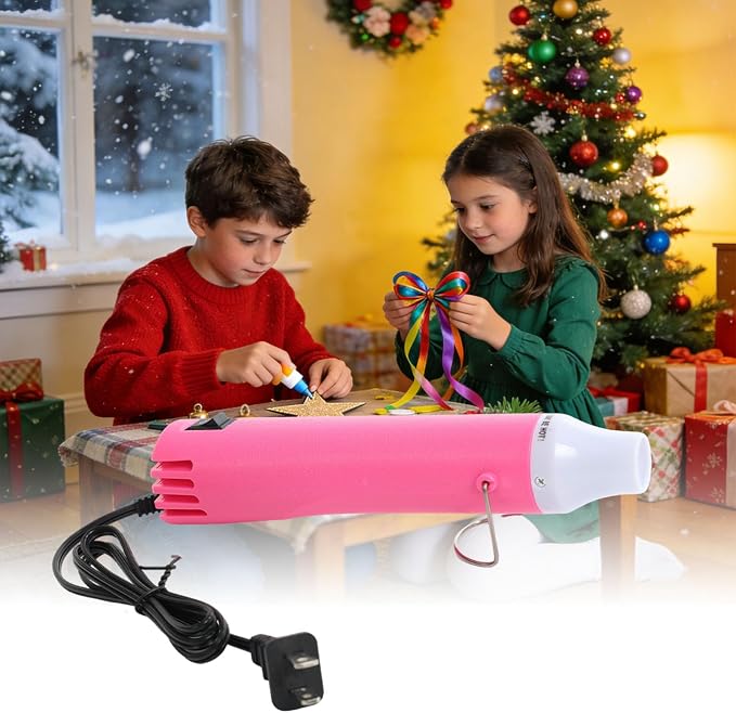 Heat Gun 300W, Handed Hot Air Gun for Crafting and DIY (Pink) | 3.28FT Ultra-Long Cable Portable Heat Gun with Stand and Power Cord for Shrinking Wrapping PVC and Drying Paint