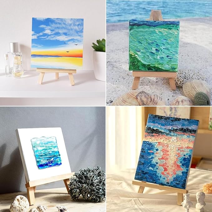 ANDES 9In Wood Tabletop Painting Easels 6 Pack, Arts & Crafts Display Stand