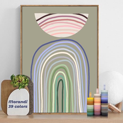 MOOKER 39 Rolls Washi Tape Set - Morandi Colored Masking Tape, Thin Vintage Tape for Journaling, Scrapbooking Supplies, Crafts Aesthetic, Gift (Nature Color 10mm)