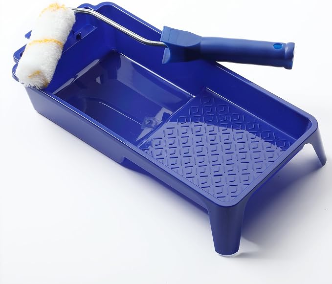 Bates- Paint Tray Set, Paint Roller Kit, 5 pcs, 4 Inch Blue Tray & Frame, Small Paint Roller Set for House Painting Supplies
