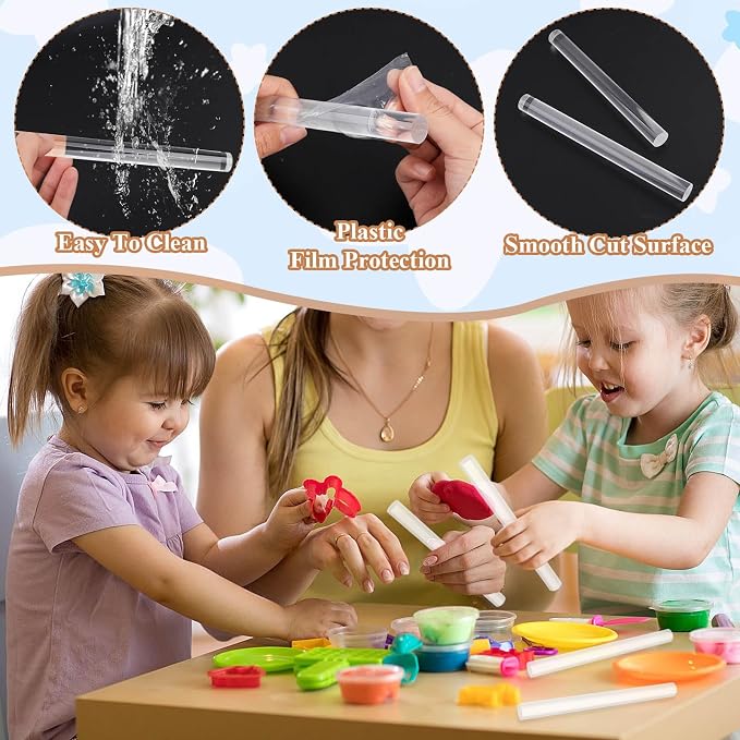 20 Pcs Acrylic Clay Roller, 6.5 Inch Round Tube Roller Pin Plastic Rolling Pin Clear Clay Bar Bulk for DIY Handmade, Art Craft DIY