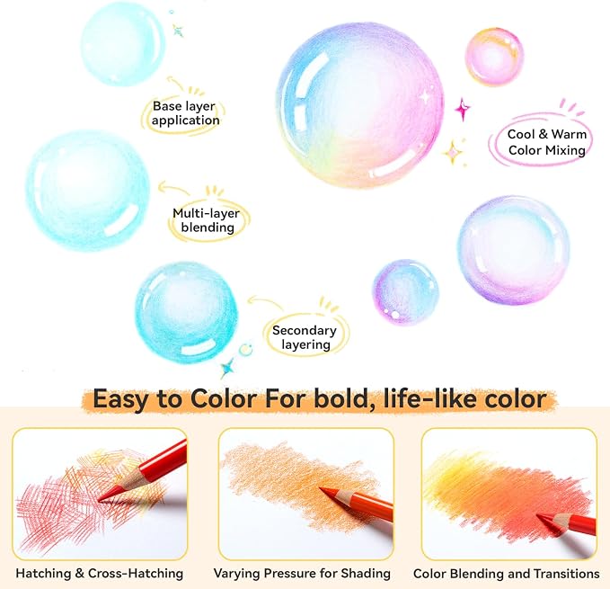 Ohuhu Colored Pencils 72-color Oil-based for Adult Coloring Portrait Halawa
