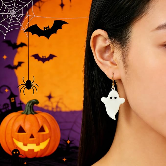 12 Pcs Halloween Black Cat & Spooky Shape Polymer Clay Cutters Set - Earring Making Imprint Cutters, Fit Gift for Friends, Sisters & Minimalist Style Lovers