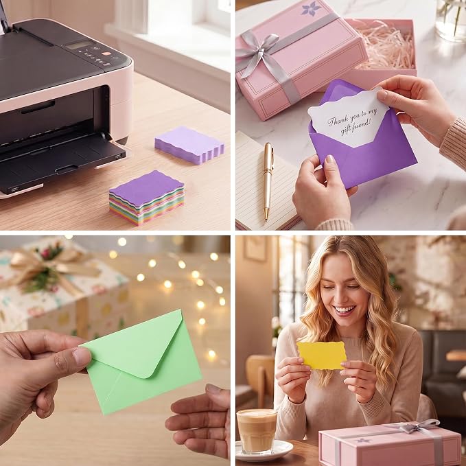 120 Pack Mini Envelopes with Cards, Small Envelopes with Blank Cards