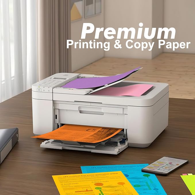 Colored Copy&Print Paper 8.5X11 Inches,180 Sheets 9 Colors Rainbow A4 Printer Paper 20 lb/90GSM Colored Origami Paper for Cutting DIY Art Craft
