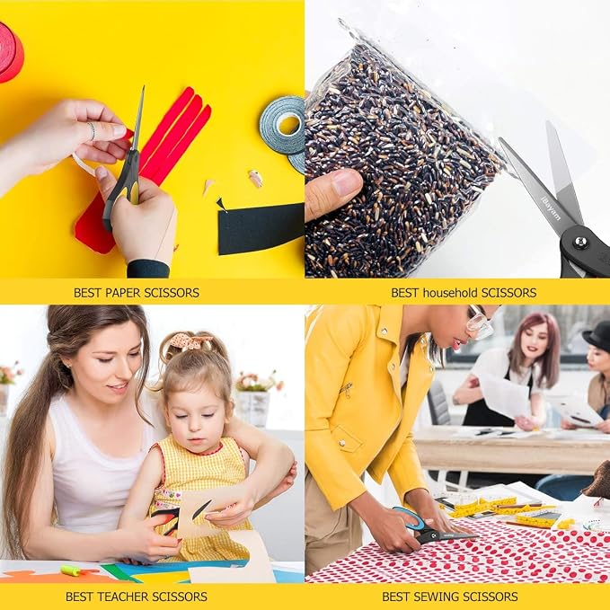 iBayam 8.5" All Purpose Nonstick Scissors, Titanium Scissors for Kids Craft (Pack of 2)