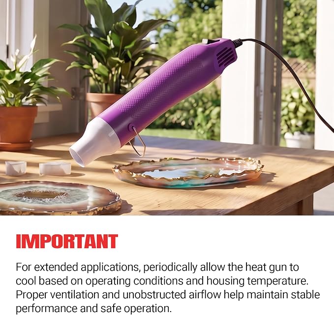 Bubble Removing Tool for Epoxy Resin and Acrylic Art, DIY Glitter Tumblers, Specially-Designed Heat Gun for Making Acrylic Resin Travel Mugs Tumblers to Remove Air Bubbles (Purple, 8.8x1.8")