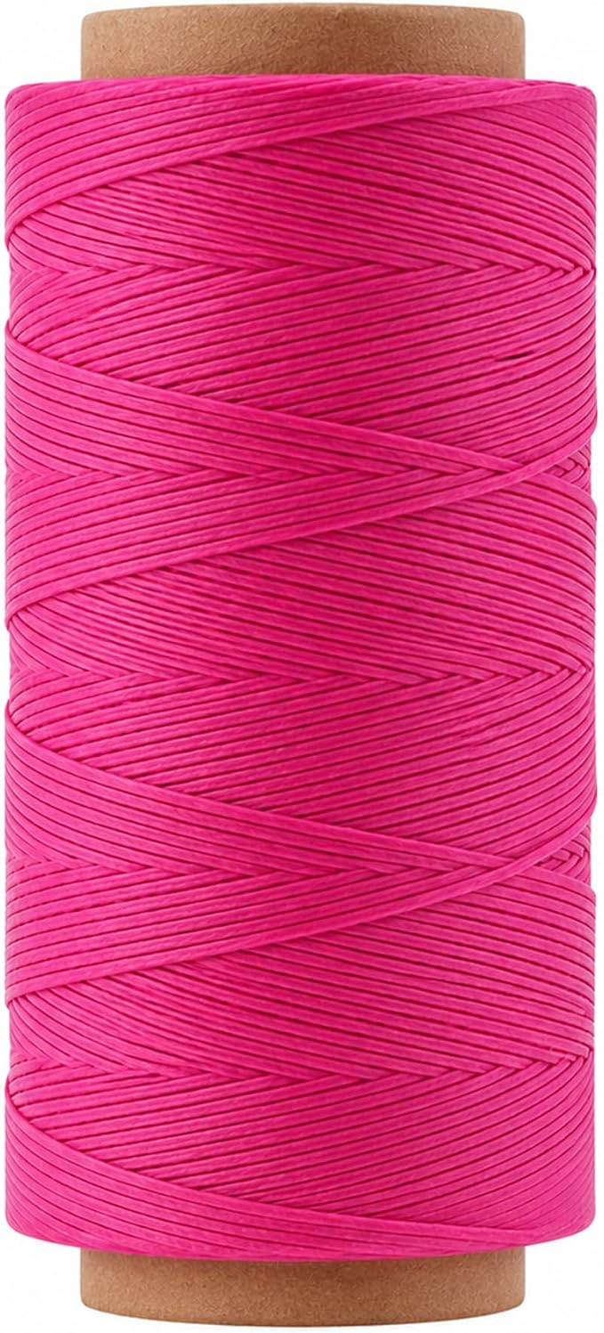Mandala Crafts 210D 1mm Magenta Flat Waxed Thread for Leather Sewing