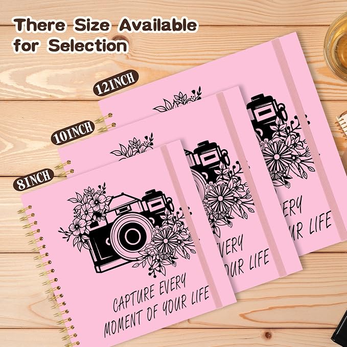 Scrapbook Album 12x12 inch, Travelling Journal Scrap Book Family Scrapbook Scrapbooking Supplies Kits Gift for Couples Anniversary Wedding (pink, 12 x 12 inch)