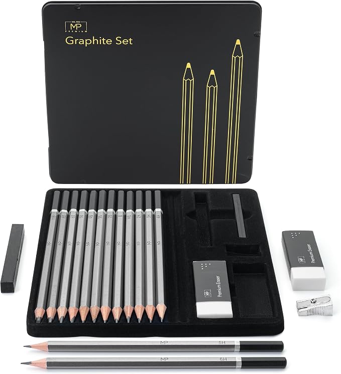 Mr. Pen- Drawing Sketching Pencil Set, 19 pcs, Graphite Pencils (10B-6H) | Graphite Sticks, Erasers, Metal Sharpener, for Drawing, Sketching, Shading & Art Projects