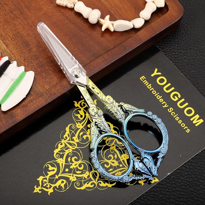 YOUGUOM Small Craft Scissors, Mini Sewing Embroidery Shears | All Purpose, Precision, Straight Tip, for DIY Craft, Needlework, Cross Stitch, Detail Thread Cutting, Cute Bird, with Cover