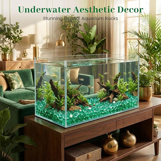 DOMESTAR Green Fake Ice Rocks, 150 PCS Acrylic Crystal for Vase Fillers