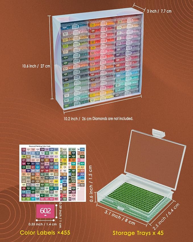 Diamond Art Trays With Lids, 45PCS Diamond Painting Trays, Gift Box