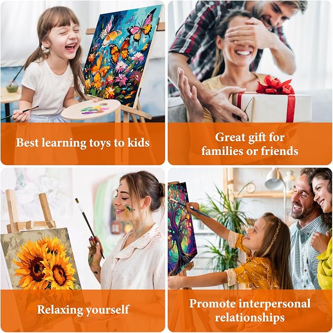 Fountor Flower Paint by Numbers Kit for Adults Beginner 16x20 Inch | DIY Acrylic Painting by Numbers Windowsill Flowers, Without Frame Canvas, Stress Relief Craft Kits, For Home Decor Gift