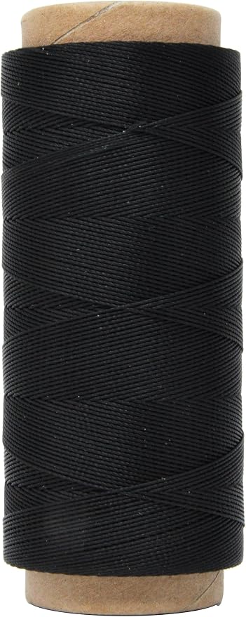 Mandala Crafts 200M 0.45mm Black Round Waxed Thread for Leather Sewing