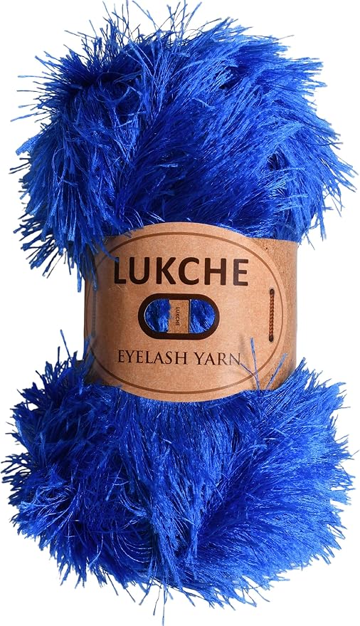 Eyelash Fun Fur Yarn Premium 100% Polyester 164 Yds (150 Mt), 3.53 Oz (100 Gr) Colorful Crochet Yarn Dıy Hand Knitting. (Royal Blue, 1 Skein)