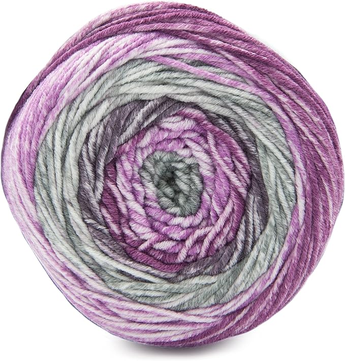Lion Brand Yarn, Mandala Ombré Yarn, Joy, Purple Multicolor, 1 Pack | Variegated Yarn for Crochet, Knit, Crafts, Soft, Acrylic Fiber for Blankets, Worsted Weight Sweaters, Colorful Shawls