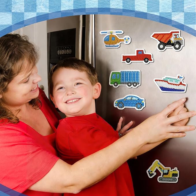 Remuuly 30 Pcs Transportation Diamond Painting Magnets Diamond Art Magnets | Diamond Art Kits for Adults, Car Airplane Refrigerator Magnet, 5D Rhinestone Fridge Magnetic Sticker, DIY Diamond Club Gift