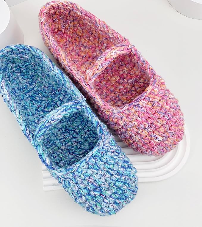 Hand-Blended Multifiber Multicolored Fancy Yarn with Subtle Shimmering Threads for Knitting Crocheting Crafts DIY, Set of 3 Rolls (Mint Blue)