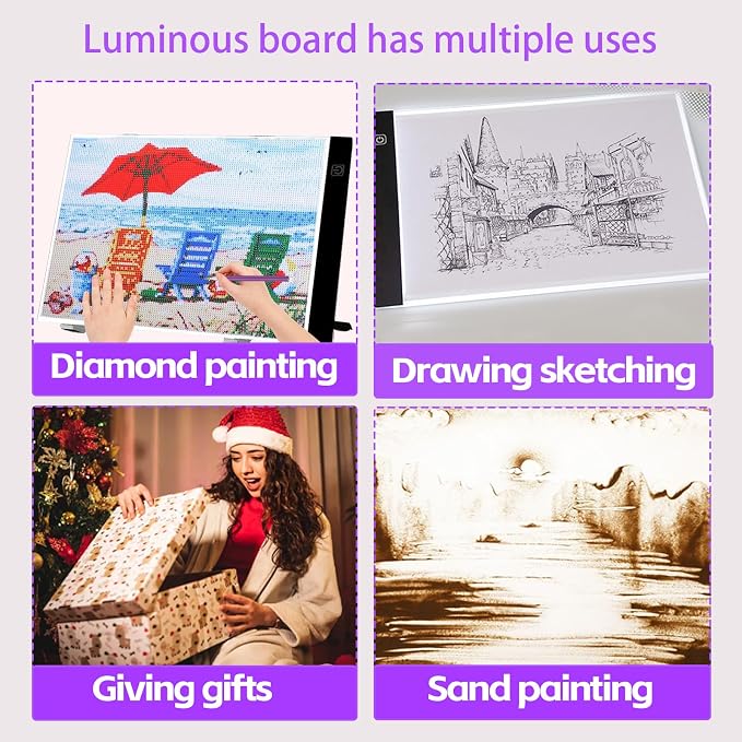 DNSGOOR 244Pcs Diamond Art Accessories Kit with A2 LED Light Pad
