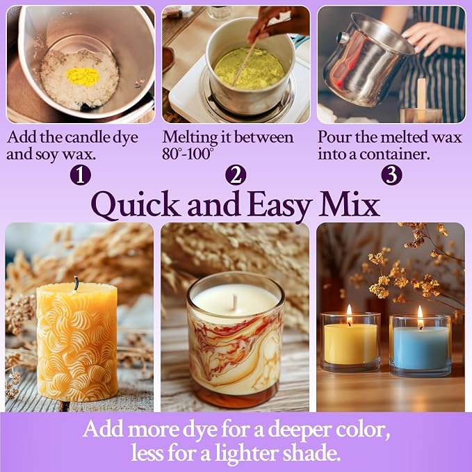MAQIHAN Candle Dye - 16 Vibrant Colors Wax Dye for Soy Wax Candle Making | Candle Making Supplies, Bulk Wax Coloring Dye for DIY Candle, Soy Candle Making, Safe Natural Colors