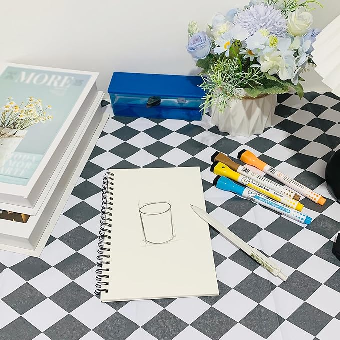DSTELIN Blank Spiral Notebook, 3-Pack, Soft Cover, Sketch book, 100 Pages / 50 Sheets, 7.5 inch x 5.1 inch, 100GSM, (Black)