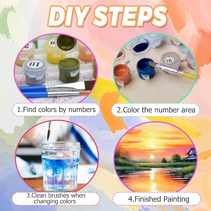 Yunruily Paint by Numbers Kits for Adults - Landscape Paint by Numbers for Adults Canvas,Sunset Paint by Number Adult for Gifts Home Wall Decor 16x20inch