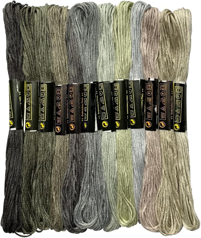 Friendship Bracelet String 12 Skeins, Embroidery Floss Cross Stitch Embroidery Thread Floss Bracelet Making Yarn, Craft Floss (Grey Series)