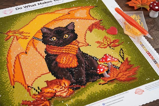 DIAMOND ART CLUB Under My Umbrella - Kitty Diamond Art Kits for Adults
