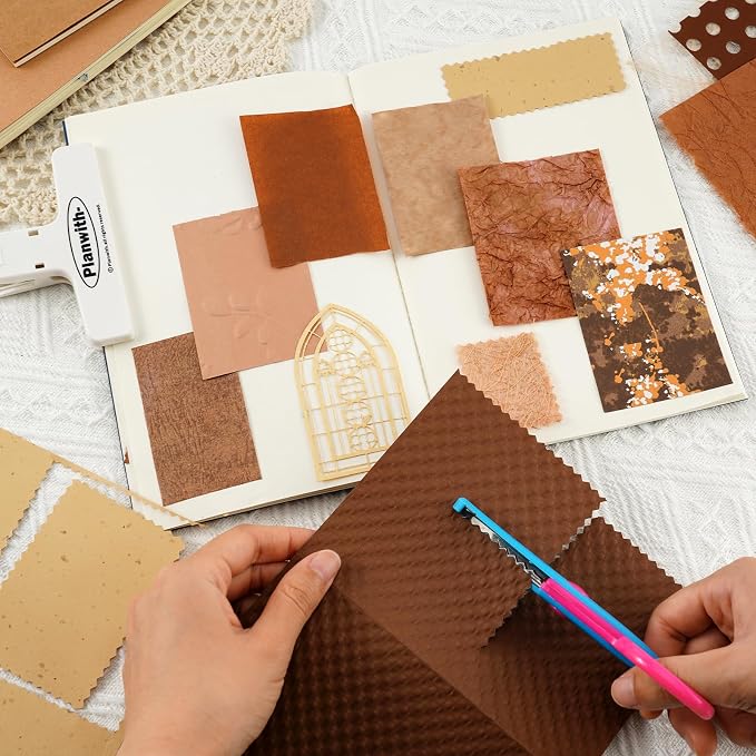 50 Sheets Brown Textured Scrapbook Paper Assorted Set