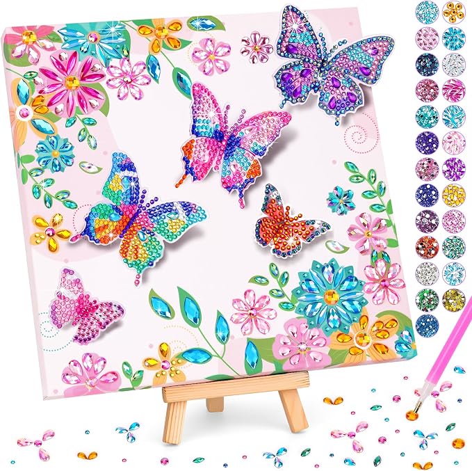 Arts and Crafts for Kid Age 8-12, Diamond Art Butterfly Girl Birthday Gift