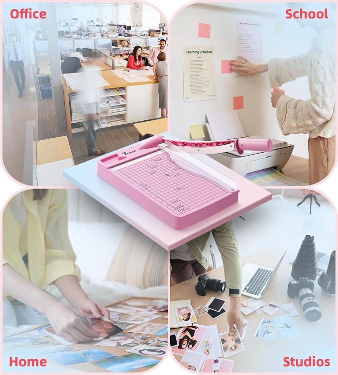 Firbon 12 Inch Guillotine Paper Cutter, Heavy Duty Paper Trimmer, Pink | 12-Sheet Capacity | Dual Scales | Paper, Cardstock & Photo Trimming | Scrapbooking Crafts | Office, Home & Studio Use