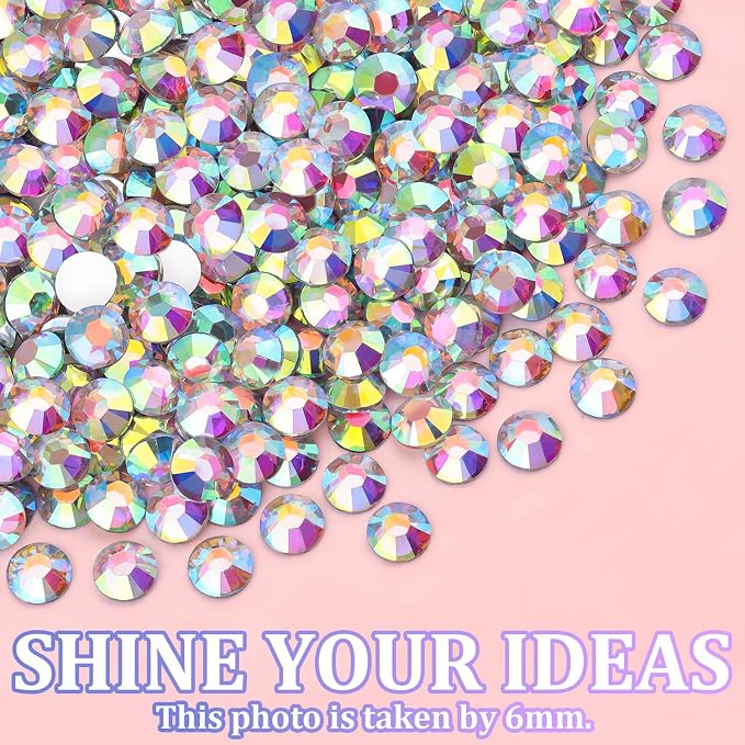 16000Pcs Resin Rhinestones with Tweezers for Crafting, AB 2-6mm Mixed Sizes Bedazzling Crystal with 3Pcs 10ml B7000 Jewelry Glue for DIY Crafts Clothing Tumblers Shoes Fabric Nail Art