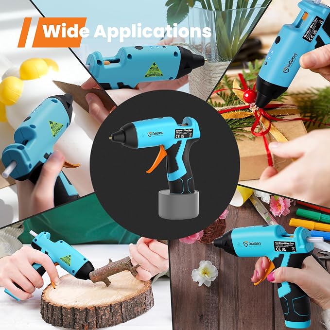 GoGonova Cordless Hot Glue Gun Kit, 5Ah Battery, Includes 25 Glue Sticks