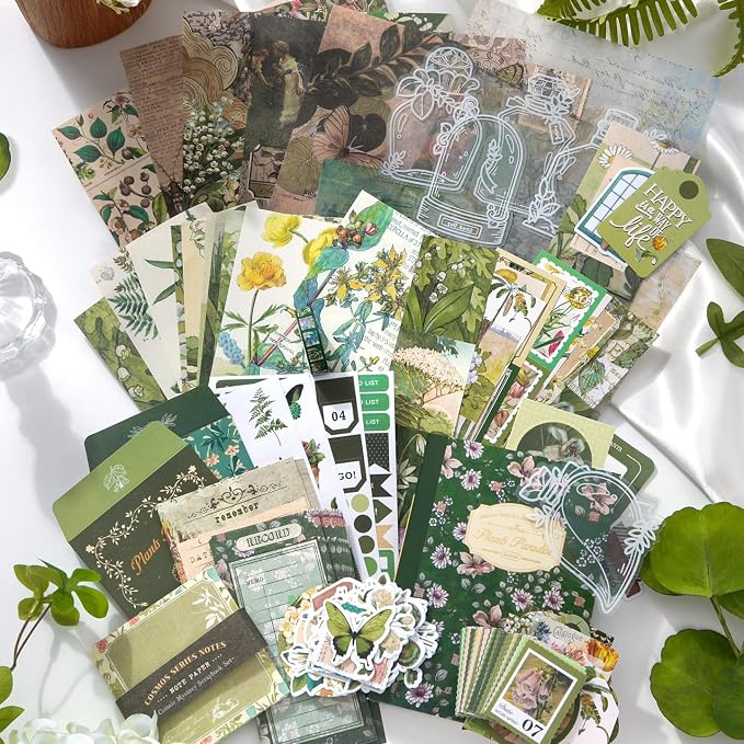 Scrapbooking Supplies Kit, A6 Grid Notebook, Vintage Junk Journaling Kit