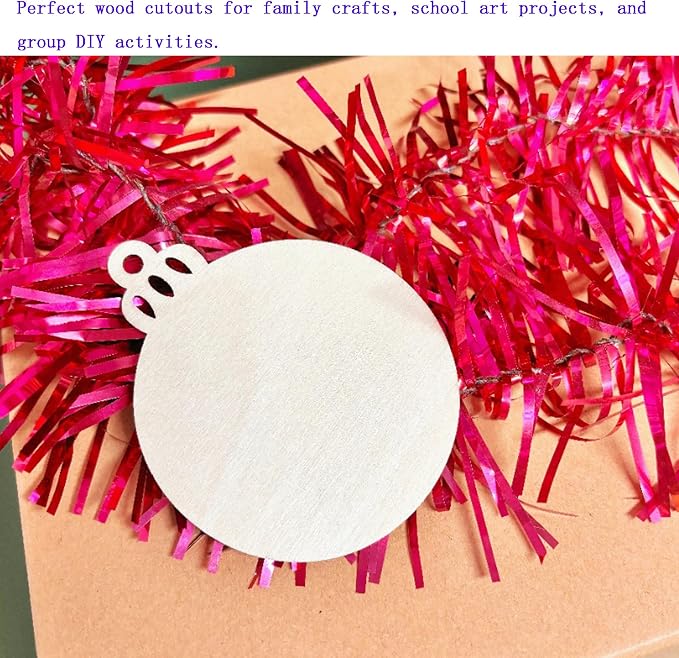 60PCS Unfinished Wood Christmas Cutouts with Sling Hole