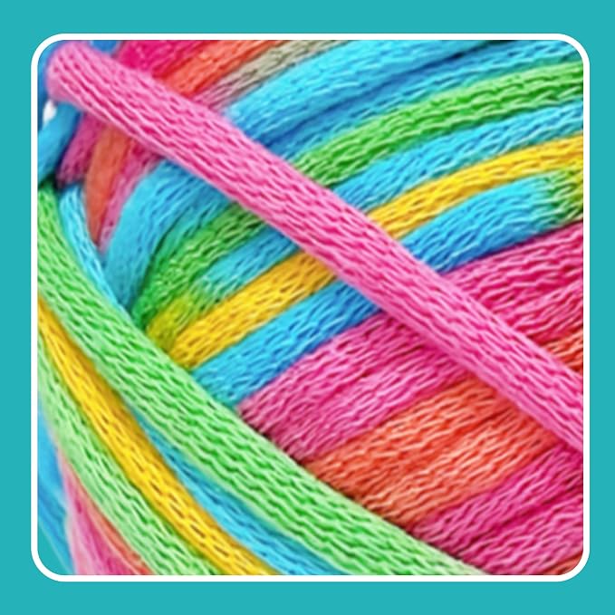 3.5Oz/120yds Rainbow Yarn for Crocheting and Knitting;Worsted-Weight Medium #4;Cotton Blend Yarn for Beginners with Easy-to-See Sitches,Great for Amigurumi DIY(Rainbow,1 Skein)