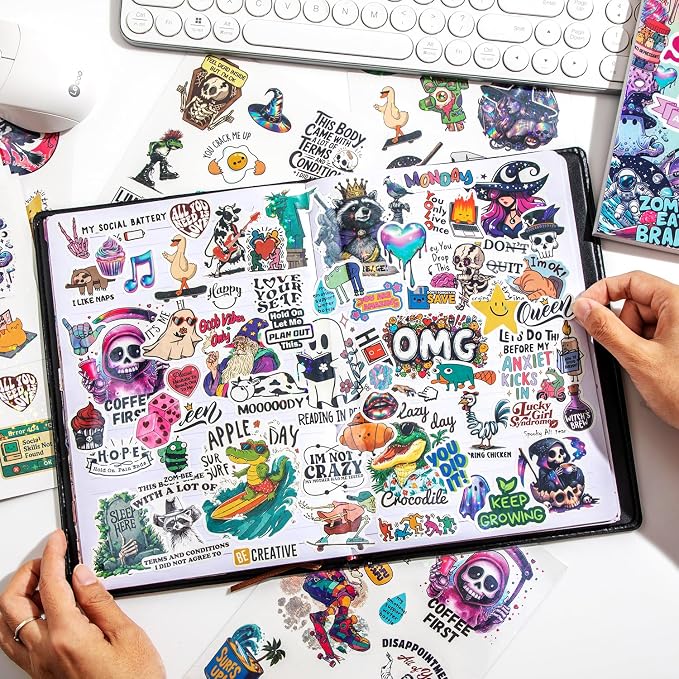 270+ PCS Holographic Funny Stickers for Adults, Waterproof Vinyl Sarcastic Meme Decals for Laptop, Water Bottle, Phone, Kindle, Journal, Scrapbook, Bumper, Skateboard, Luggage, No Repeats Accessories