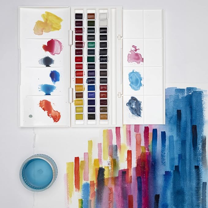 Winsor & Newton Cotman Watercolor Paint Set, 45 Half Pan Studio Set | Introductory Watercolor made with Fine Art Pigments, Perfect for Beginners, Lightfast & Permanent, Good Tinting Strength