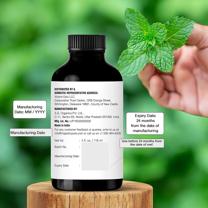 Majestic Pure Peppermint Essential Oil for Diffuser - 4 Fl Oz (Pack of 2) | 100% Pure and Natural Peppermint Oil for Home Fragrance, Massage, Soap and Candle Making, Aromatherapy, Air Freshner